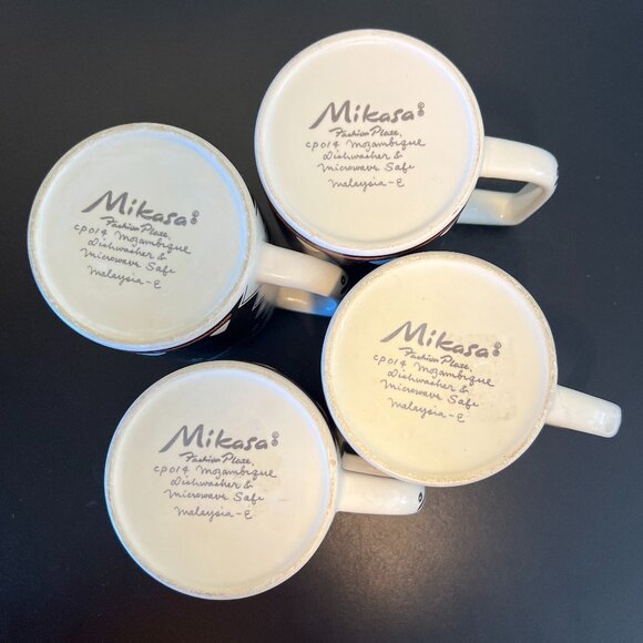 Set of 4 Vintage MIKASA Fashion Plate MOZAMBIQUE Pattern Tribal Art Ceramic Mugs - Picture 11 of 13